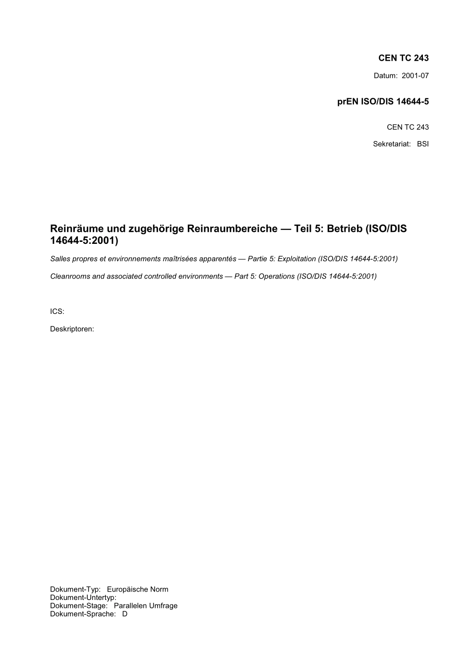 E DIN EN ISO 14644-5:2001-09(EN).pdf_第3页