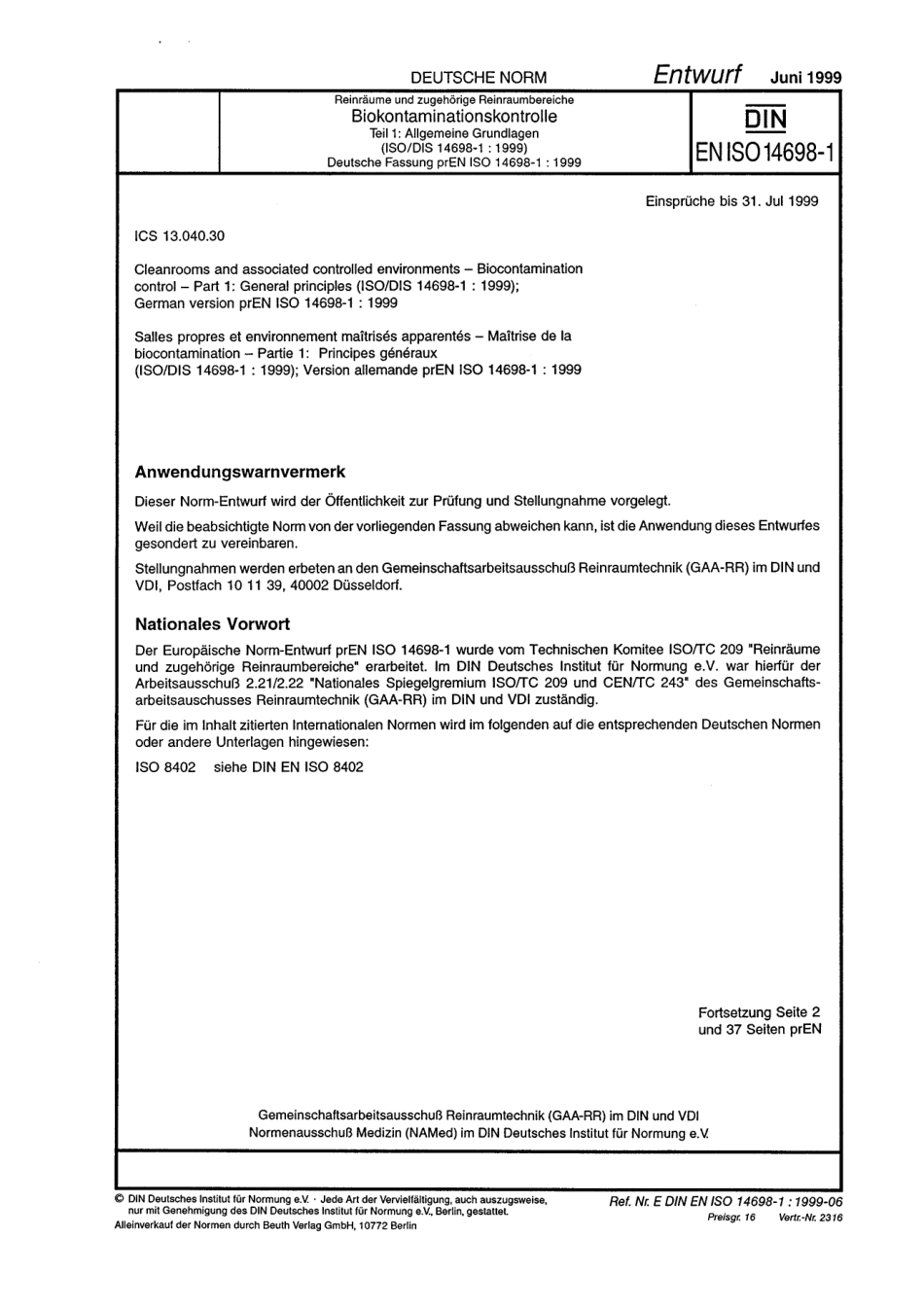 E DIN EN ISO 14698-1：1999-06（EN）.pdf_第1页