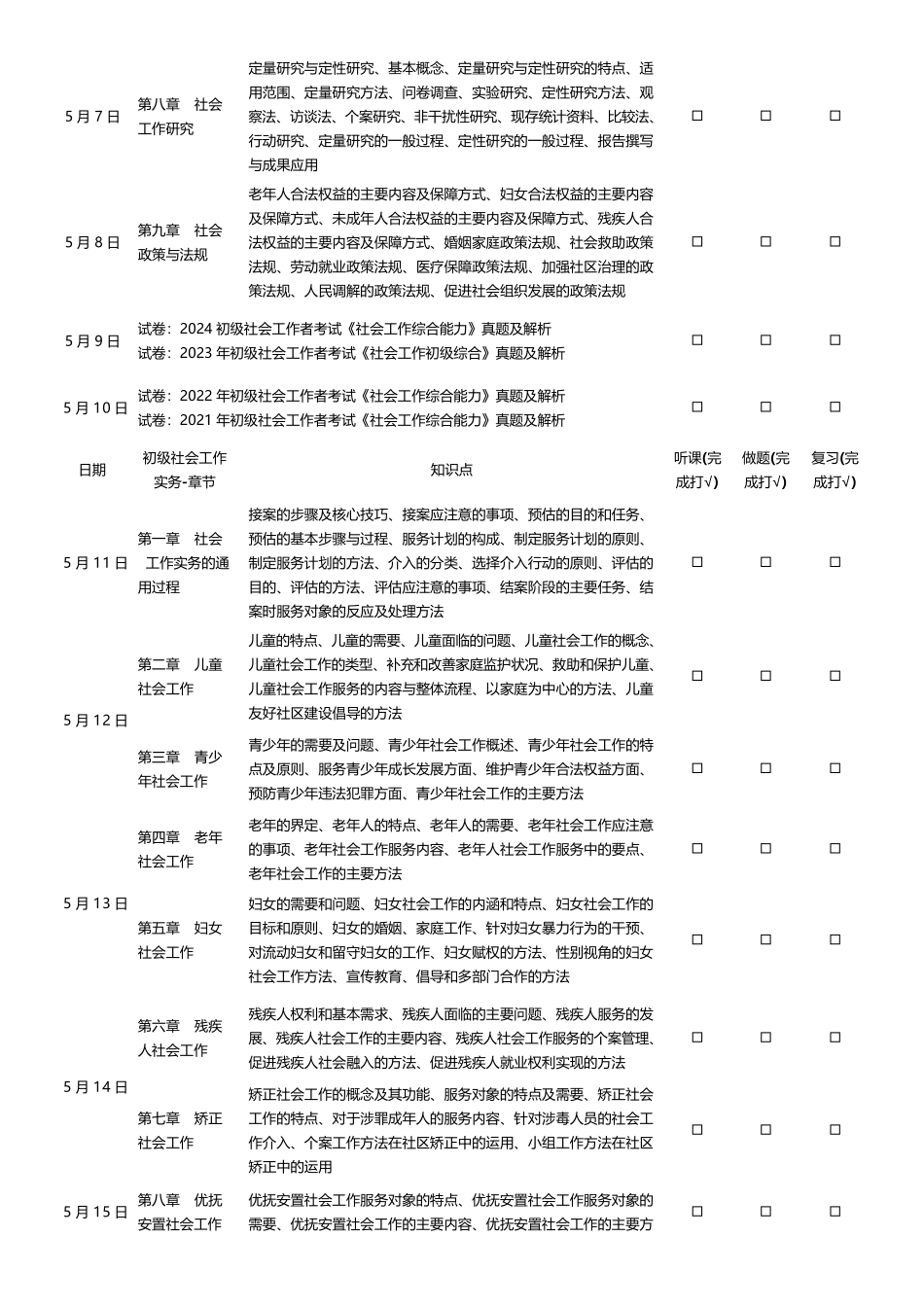 2025年初级社工考前25天冲刺计划.docx_第2页