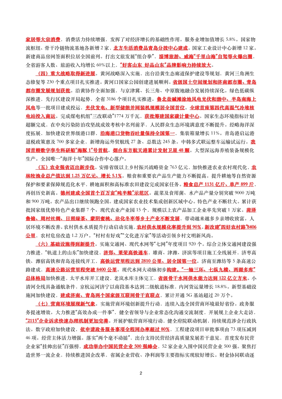 2024年山东政府工作报告（全文+划重点+120题）_0102102445.pdf_第2页