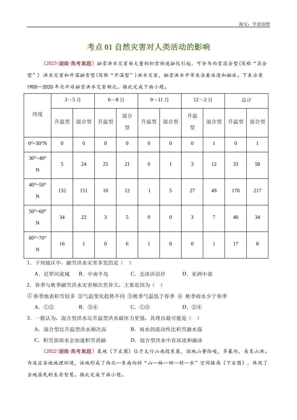 专题07 自然灾害与地理信息技术-【好题汇编】十年（2015-2024）高考地理真题分类汇编（原卷版）.docx_第2页