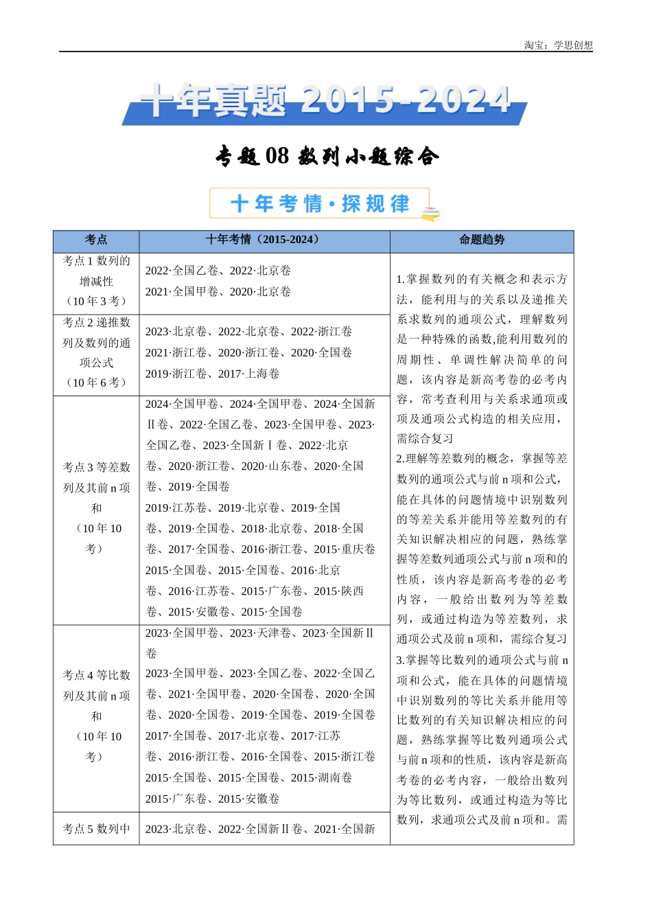 高考专题08 数列小题综合（学生版）.docx_第1页