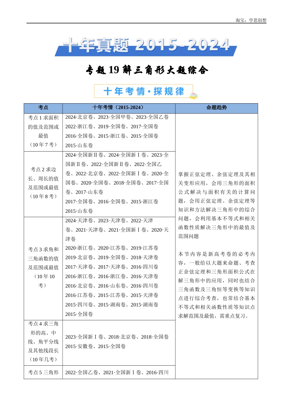 高考专题19 解三角形大题综合（教师版）.docx_第1页