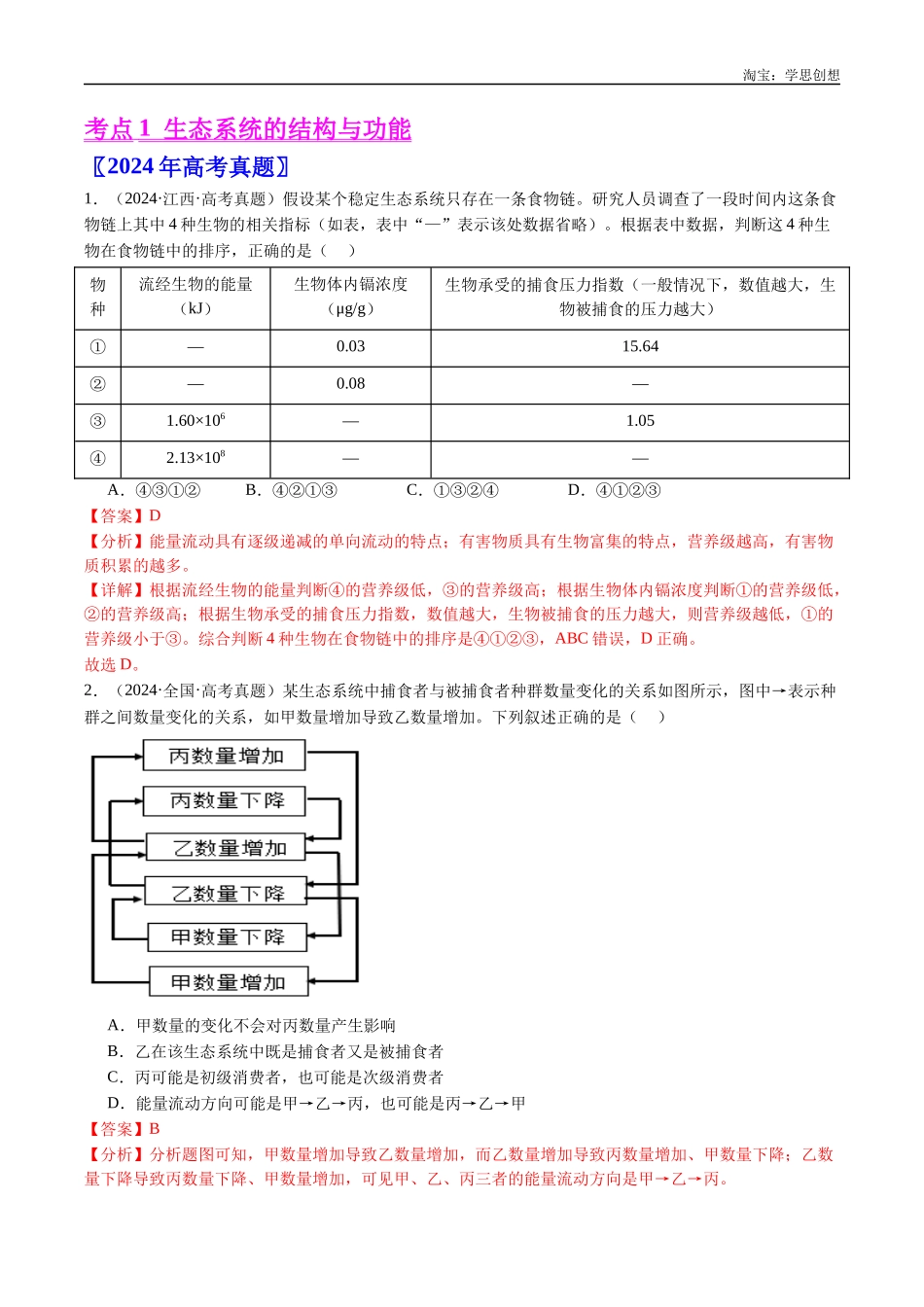 高考专题22 生态系统和环境保护-(2015-2025)高考生物真题分类汇编(全国通用)(解析版).docx_第2页