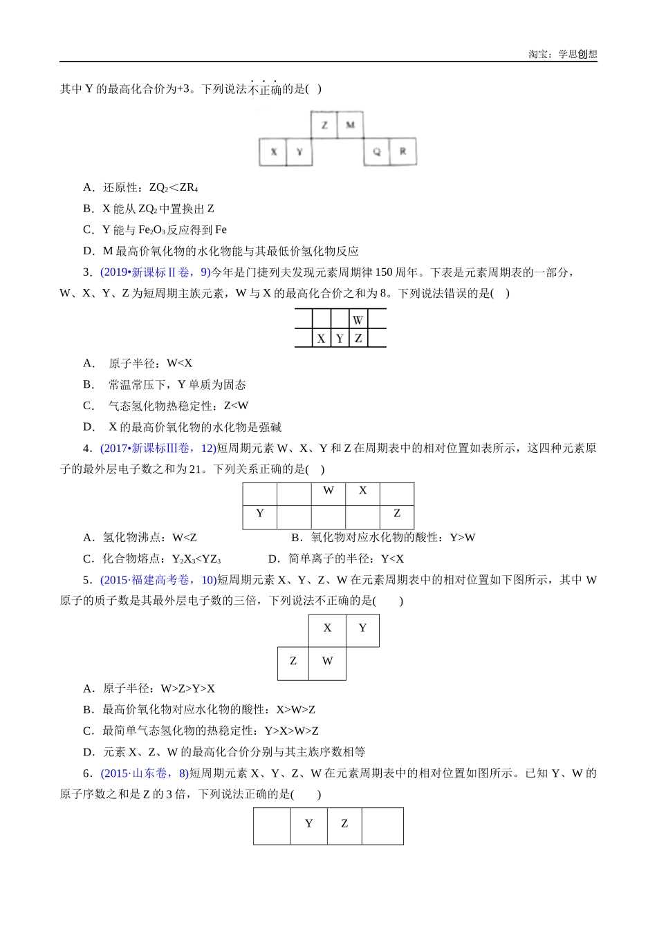 高考专题28 “位—构—性”综合——文字+周期表推断与分析(原卷版).docx_第2页