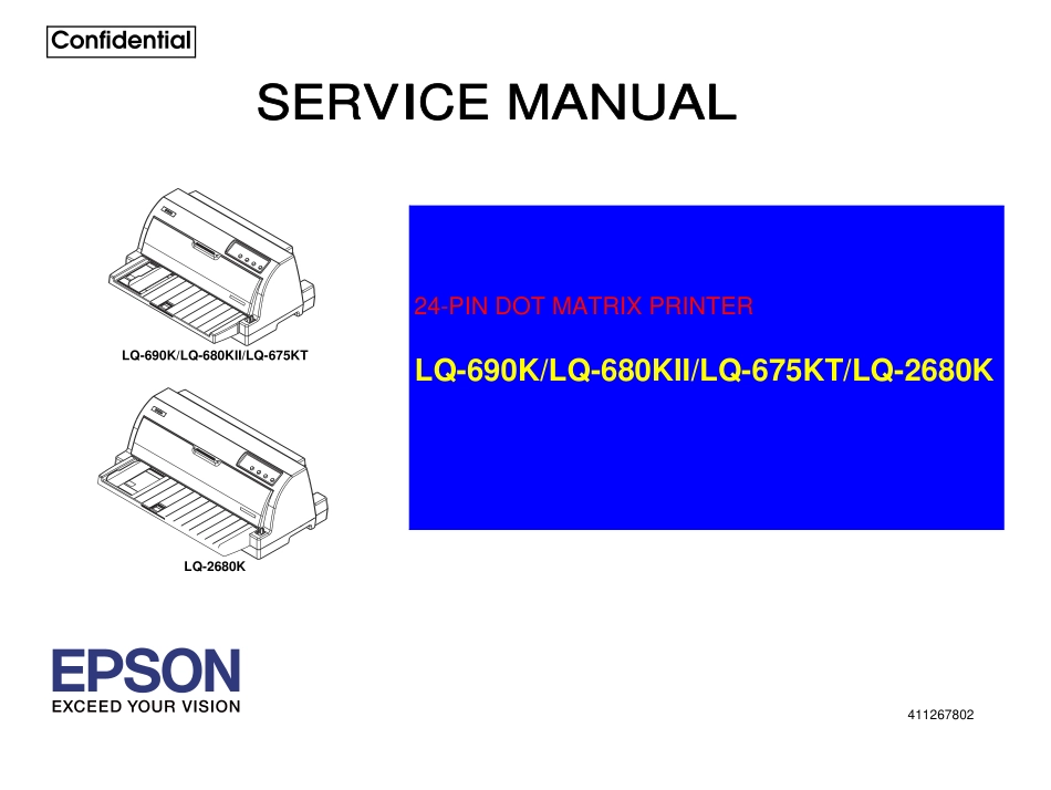 爱普生 LQ-690K 680KII 675KT 2680K 针式打印机英文维修手册.pdf_第1页