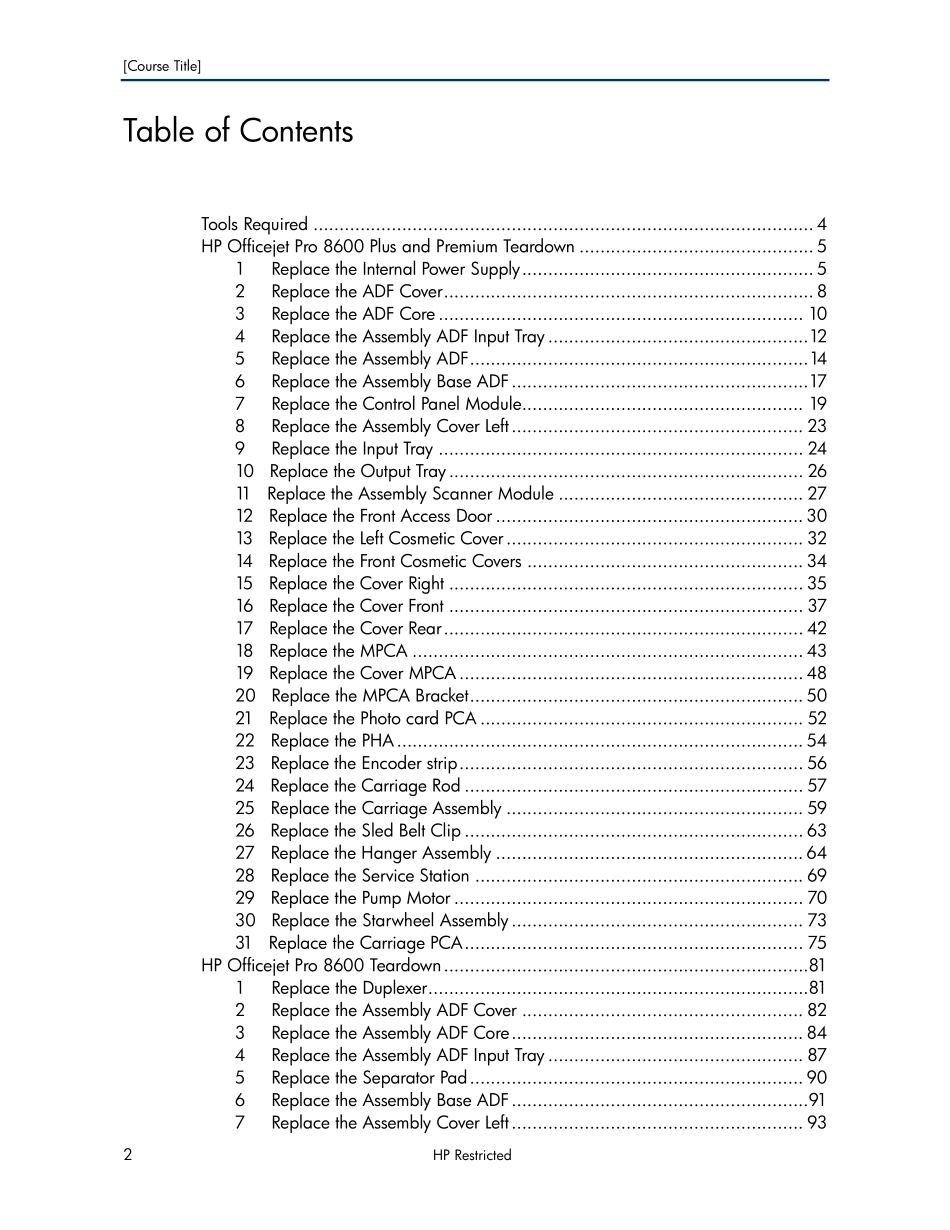 惠普Officejet Pro 8600英文故障排除拆机手册.pdf_第2页