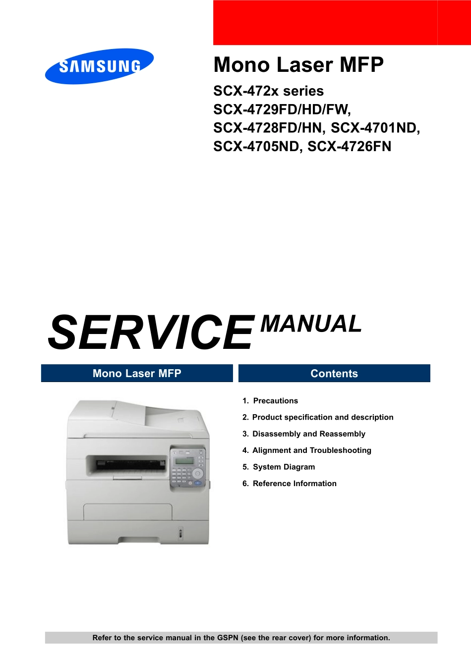 三星 SCX 4729 4728 4701 4705 4726 英文维修手册.pdf_第1页