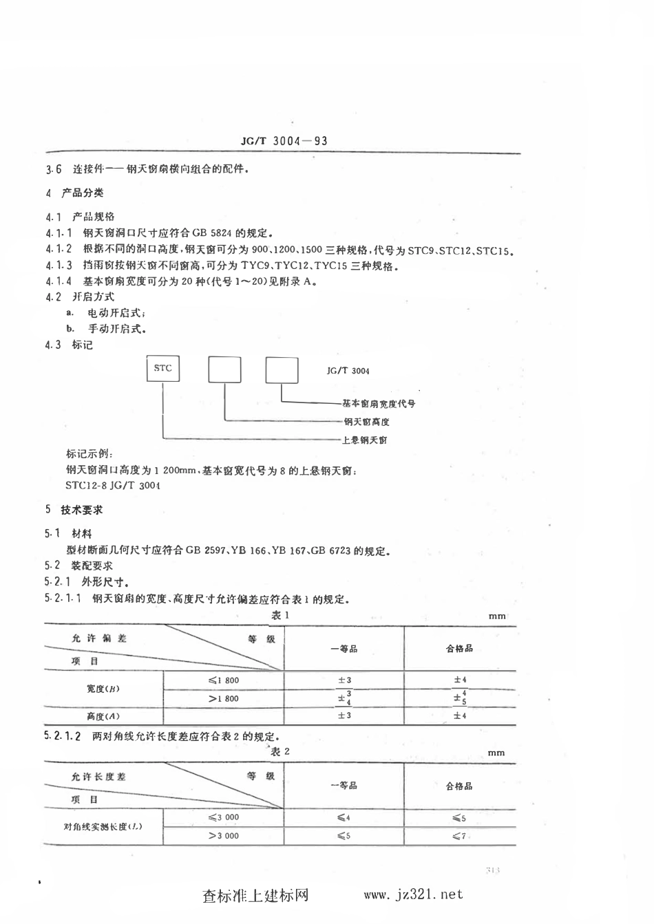JGT 3004-1993 钢天窗 上悬钢天窗.pdf_第2页