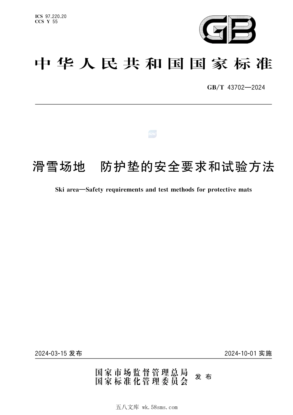滑雪场地 防护垫的安全要求和试验方法GBT+43702-2024.pdf_第1页