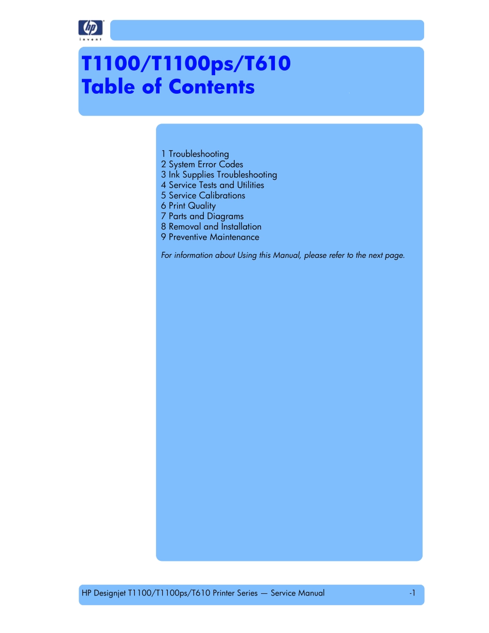 惠普 Designjet T1100 T1100ps T610 绘图仪英文维修手册.pdf_第3页