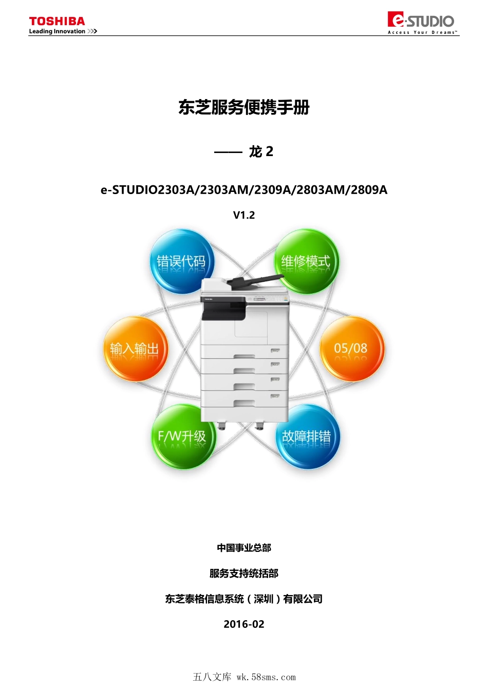 东芝 2303A 2303AM 2309A 2803AM 2809A 复印机中文服务便携维修代码手册.pdf_第1页