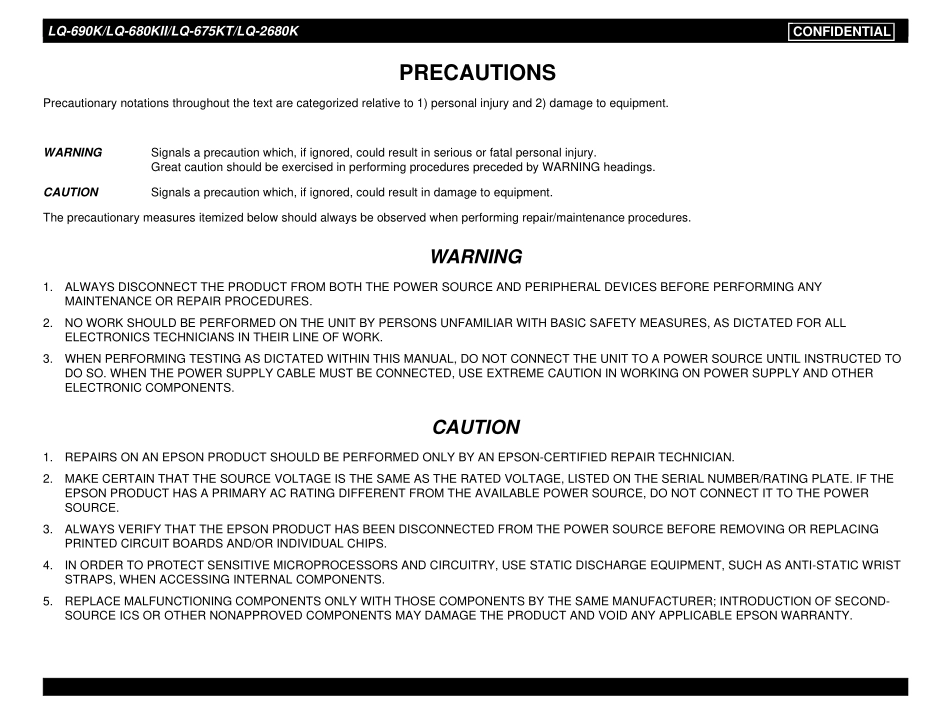 爱普生 LQ-690K 680KII 675KT 2680K 针式打印机英文维修手册.pdf_第3页