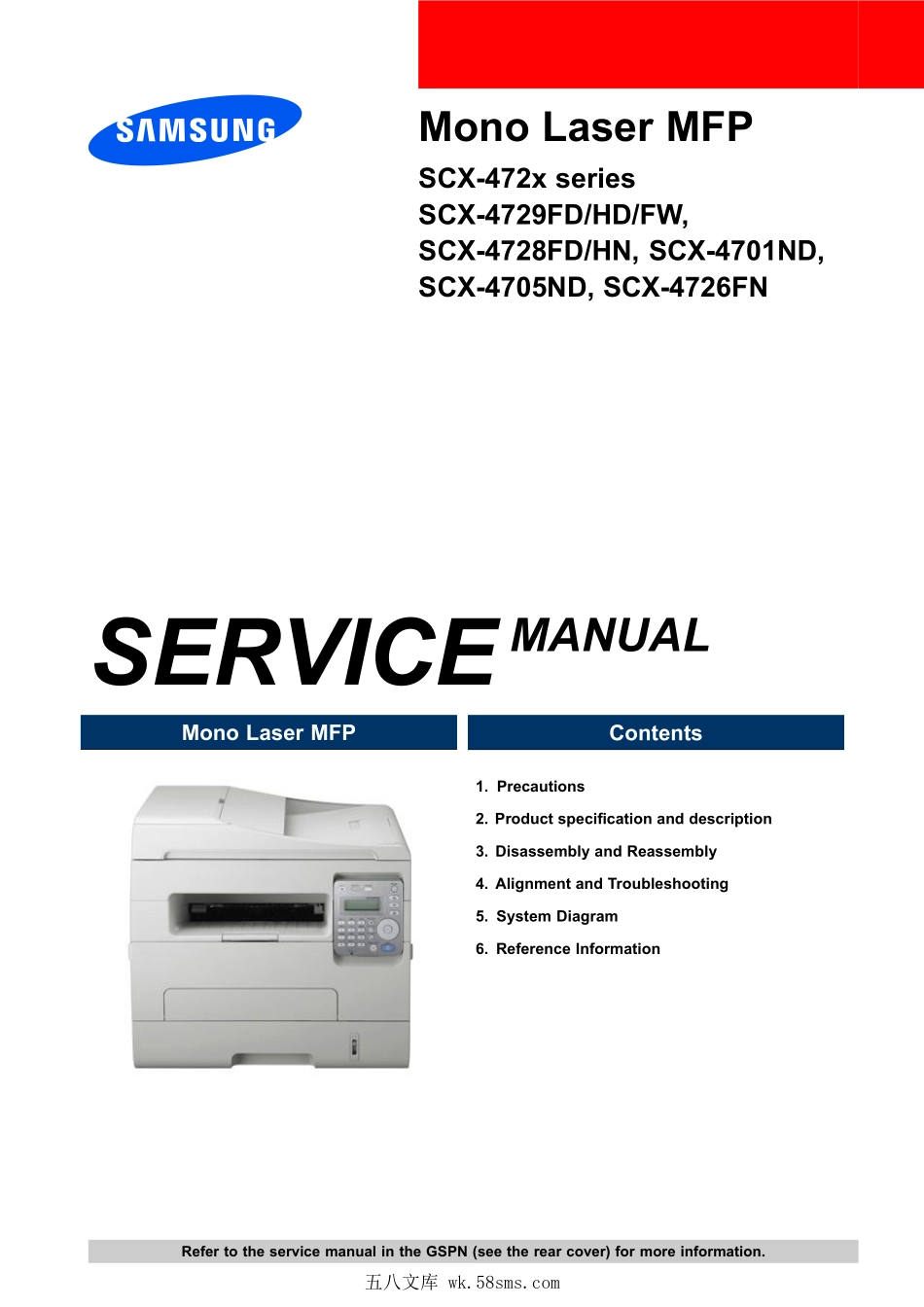 三星 SCX 4729 4728 4701 4705 4726 英文维修手册.pdf_第1页