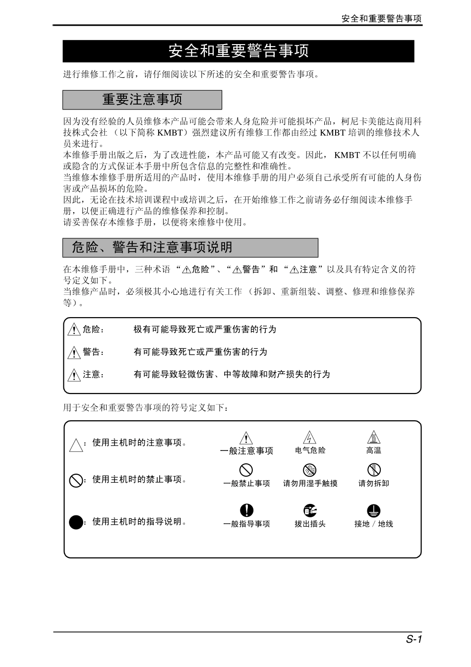 柯尼卡美能达 柯美 bizhub 751 bh601 黑白复印机中文维修手册.pdf_第3页