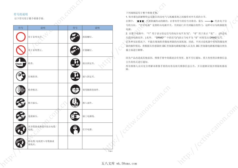 佳能 MF5900 MF6100 D1300系列 佳能 MF5950dw MF5930dn MF6140dn MF6160dw D1380 一体机中文维修手册.pdf_第1页