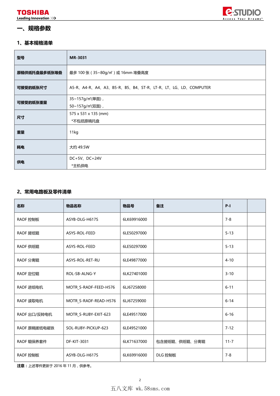 东芝 es 2508A 3008A 3508A 4508A 5008A 2000AC 2500AC 2505AC 3005AC 3505AC 4505AC 5005AC 输稿器便携维修手册.pdf_第1页