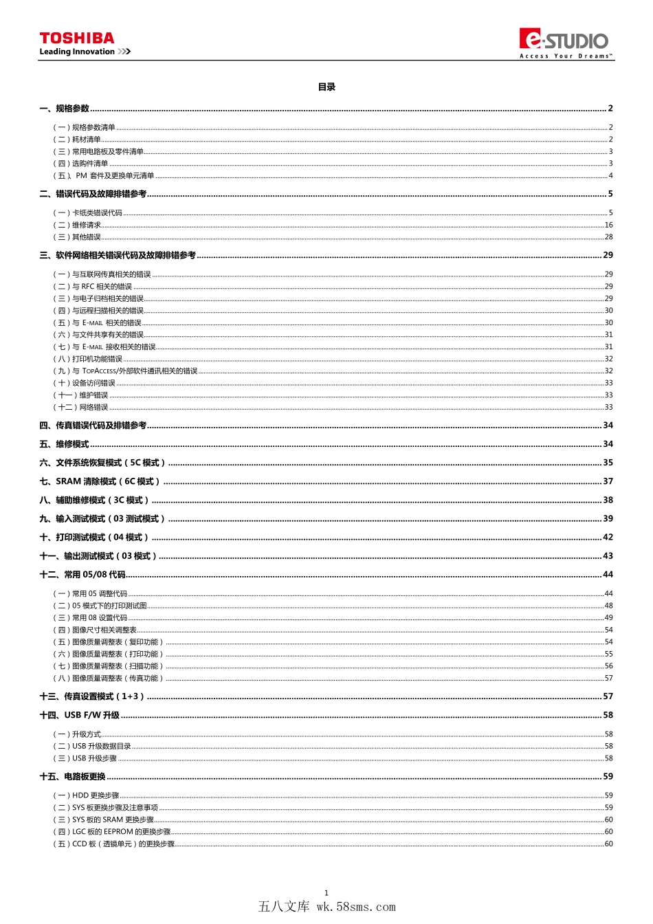 东芝 2555C 3055C 3555C 4555C 5055C 复印机中文便携服务维修代码手册.pdf_第1页