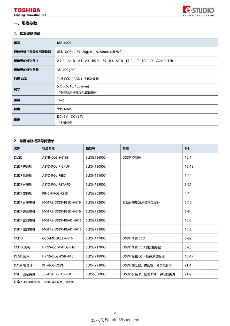 东芝 5506AC 6506AC 7506AC 5508A 6508A 7508A 8508A 输稿器 MR-4000 中文维修手册.pdf_第1页