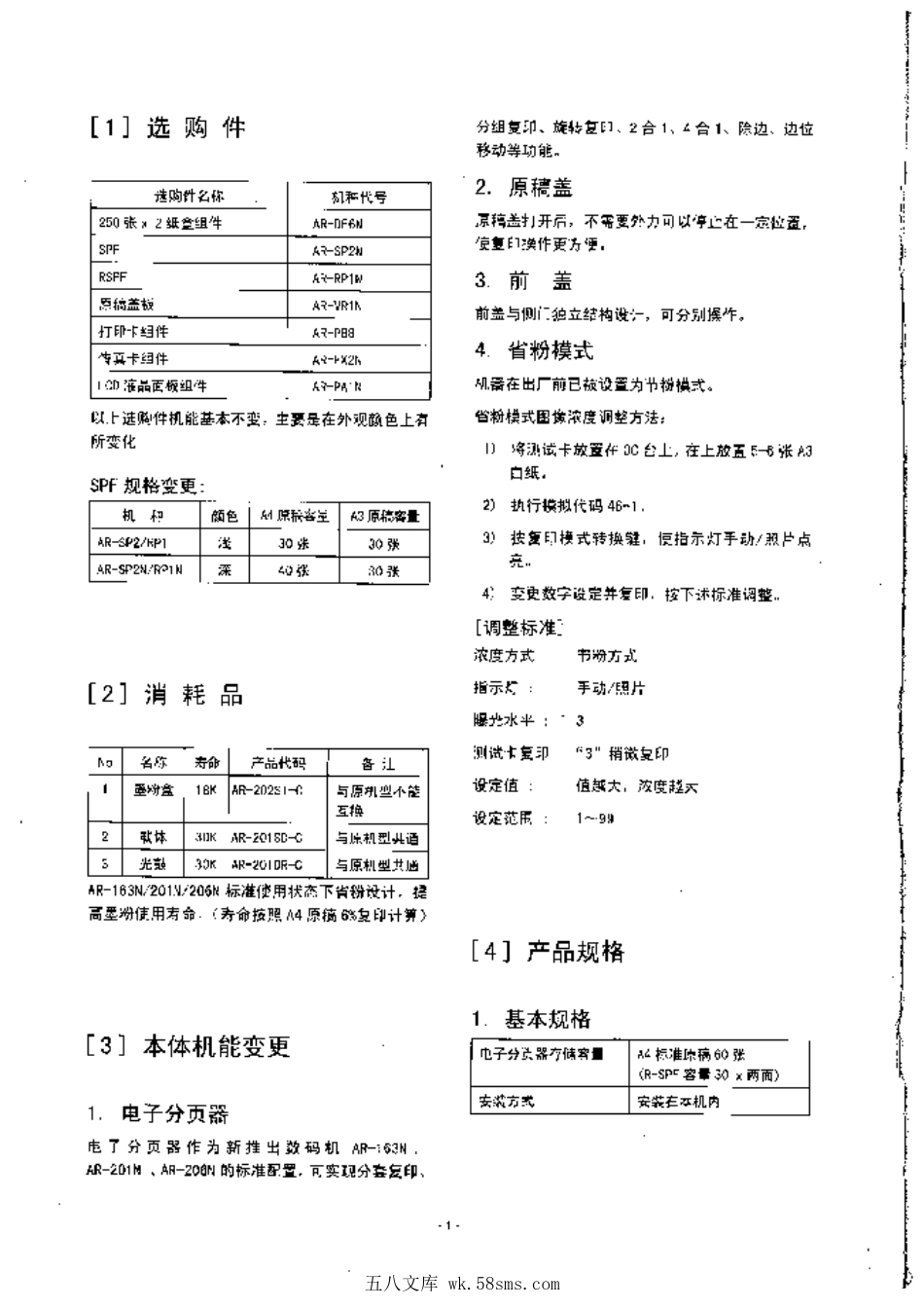 夏普 AR 163N 201N 206N数码复合机维修手册.pdf_第1页