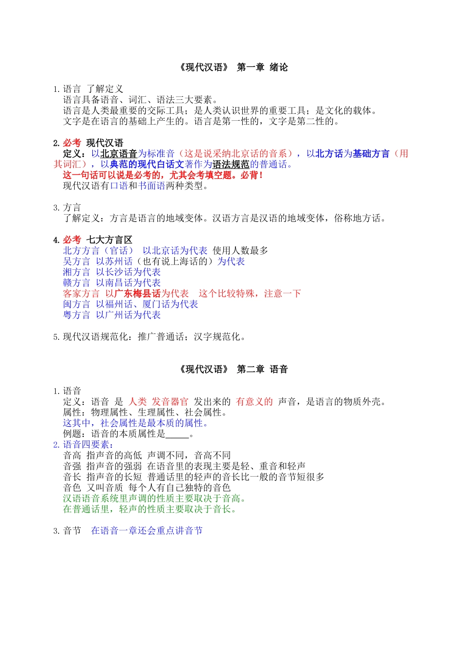 《现代汉语》考试重点.docx_第1页