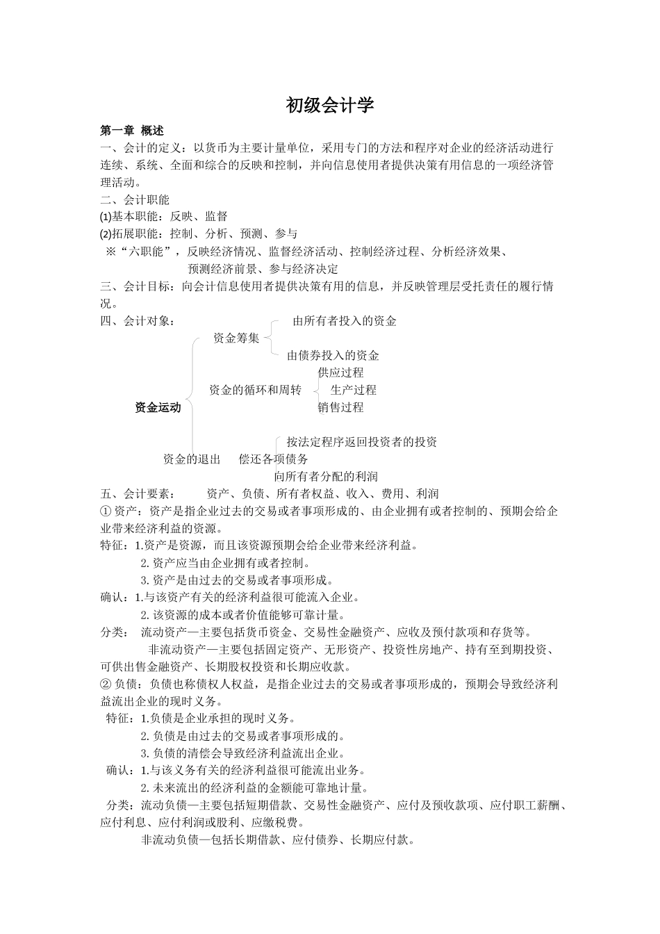 初级会计学复习资料--很多都是自己整理过的.docx_第1页