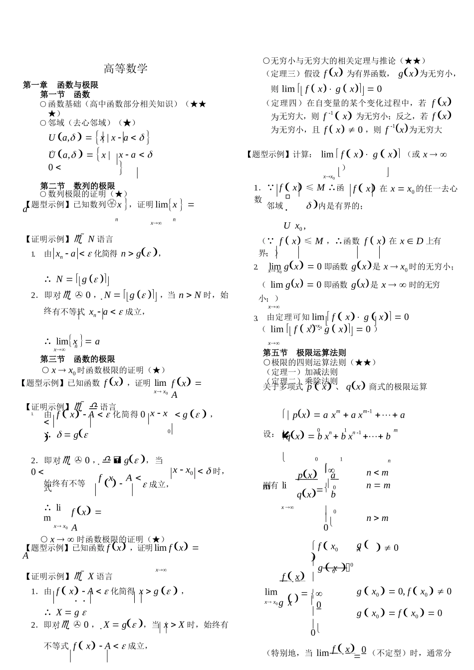 大一经典高数复习资料经典最新(经典全面复习).docx_第1页