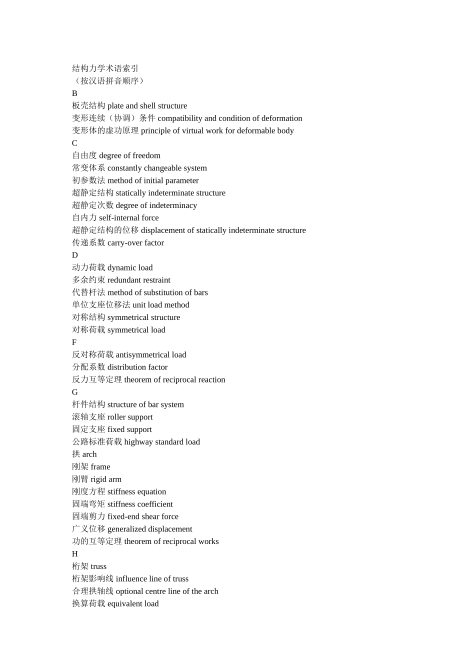 结构力学术语索引(英汉对照,上) .doc_第1页