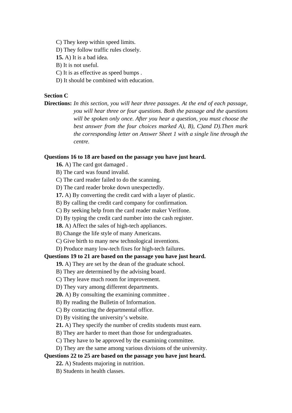 卷二 2016年6月英语四级真题及答案.doc_第3页