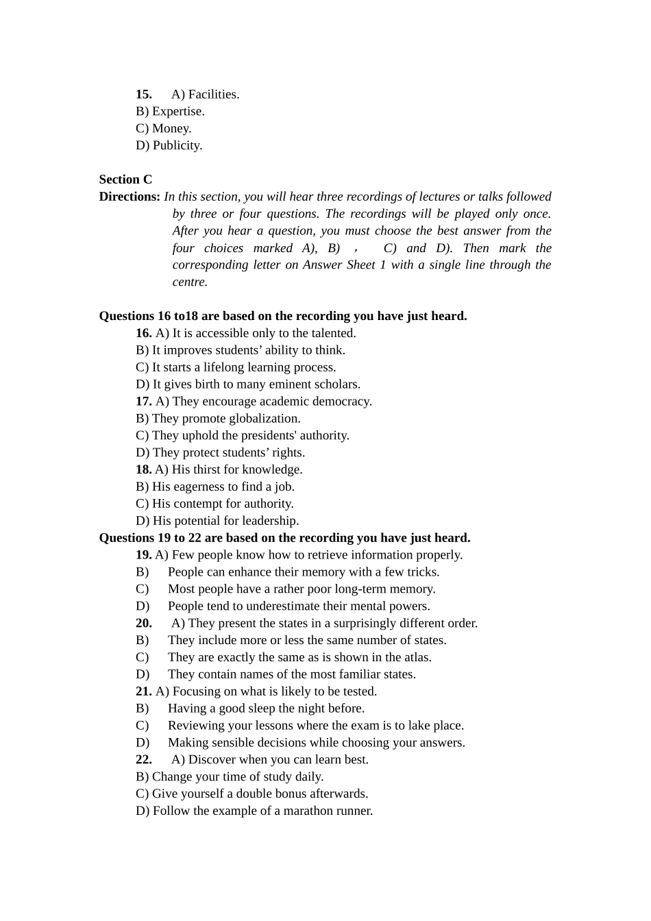 卷一 2017年6月英语六级真题及答案.docx_第3页