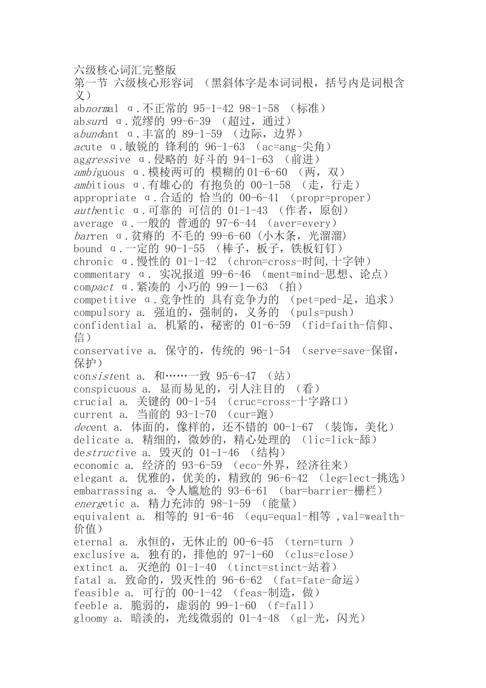 刘一男六级核心词汇完整版.doc_第1页