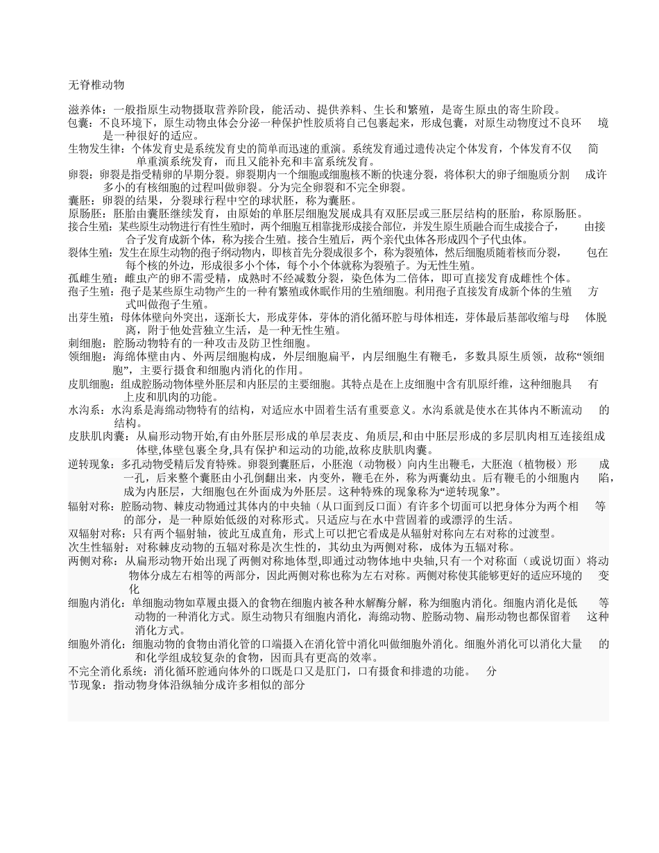 普通动物学【刘凌云】名词解释总结.docx_第1页