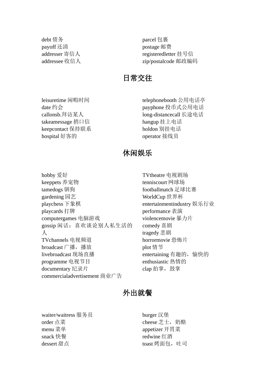 四六级听力考试高频词汇分类记忆-日常生活类.doc_第2页