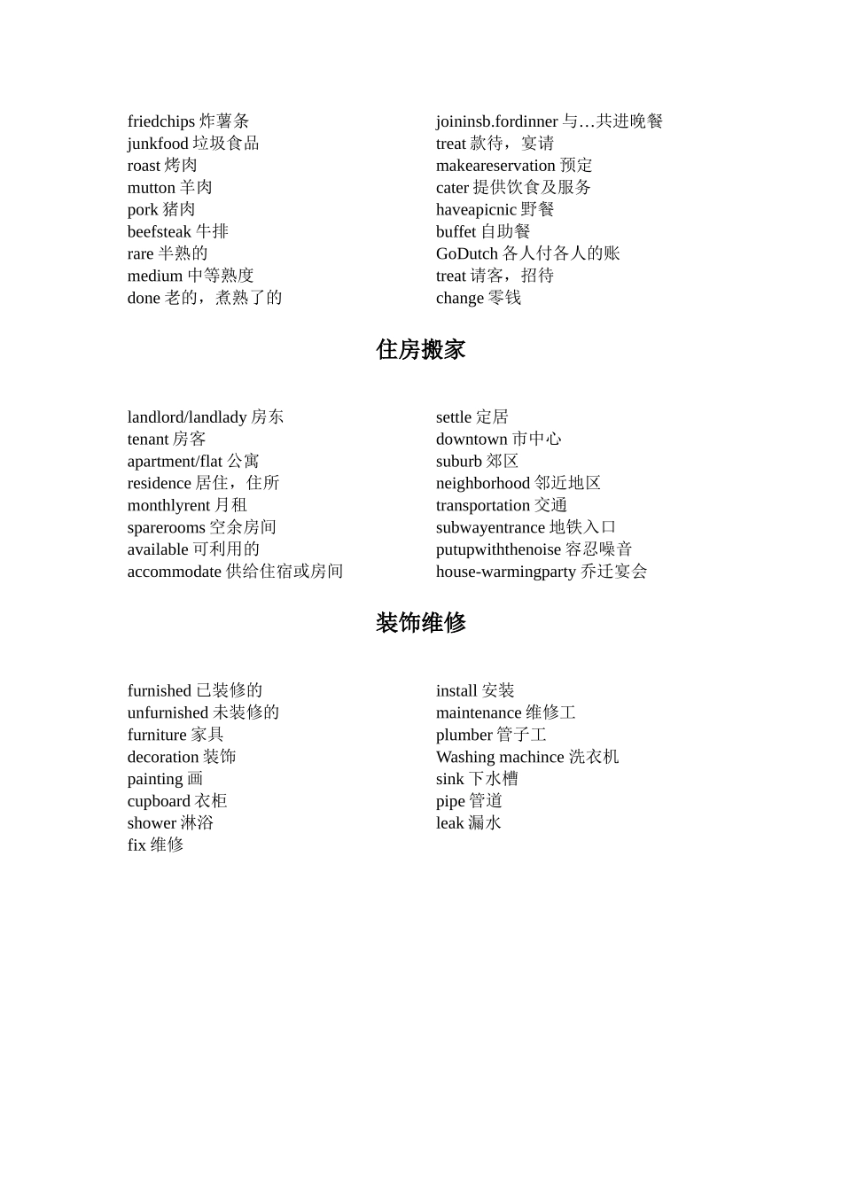四六级听力考试高频词汇分类记忆-日常生活类.doc_第3页