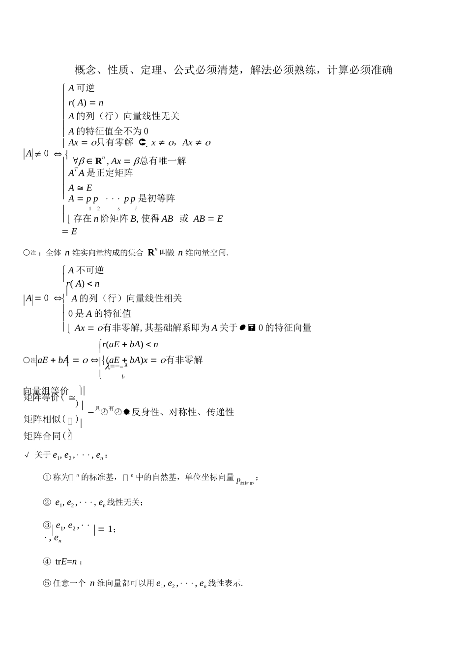 线性代数概念、性质、定理、公式整理.docx_第1页