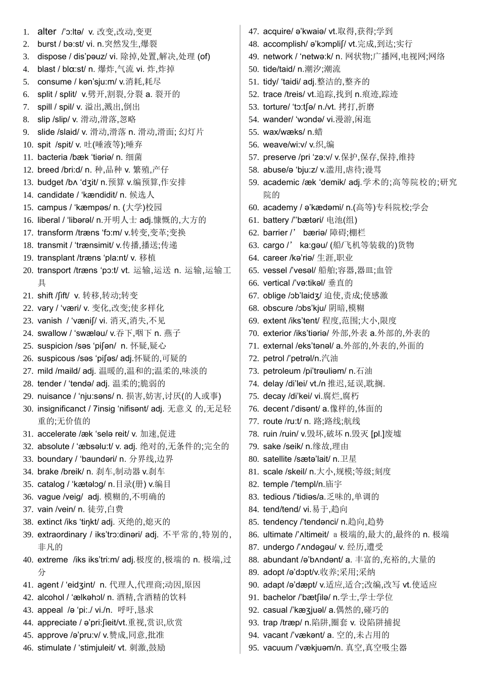 英语四级历年高频词汇(带音标).doc_第1页