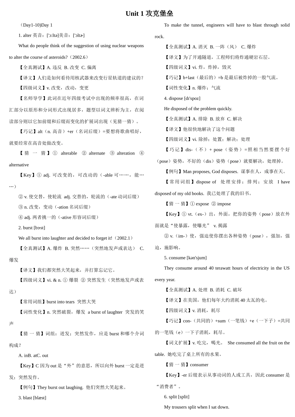 英语四六级单词攻克堡垒.doc_第1页