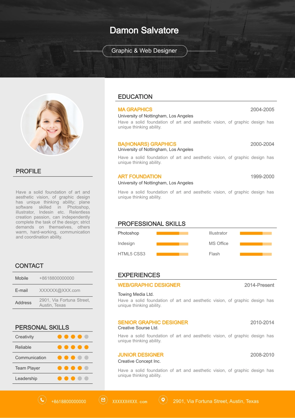 2025简历模版:3页式欧美风格精致英文简历(双色可选).doc_第1页