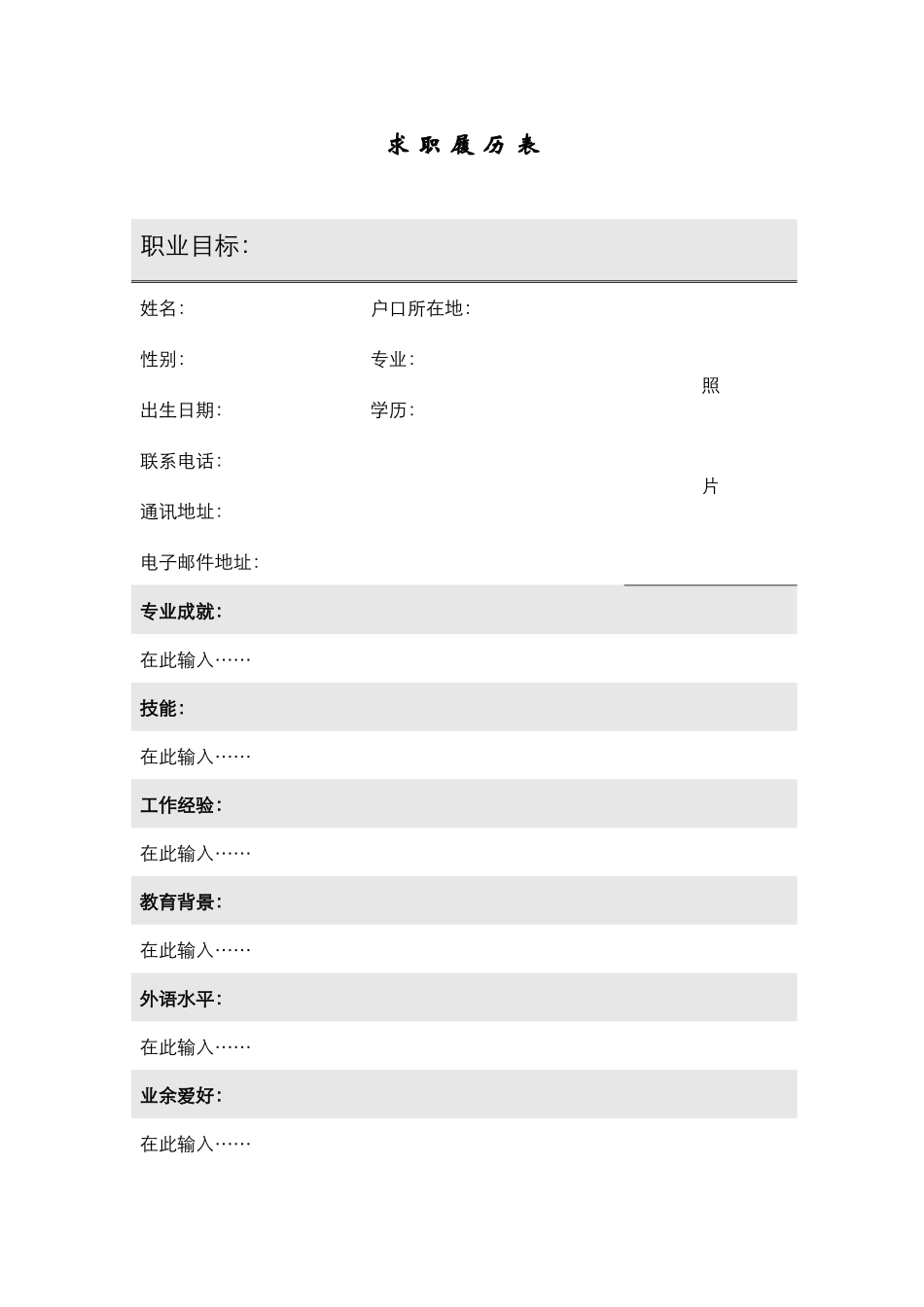 2025简历模版：077.灰白履历表_表格式_1页式_无内容_无封面.doc_第1页