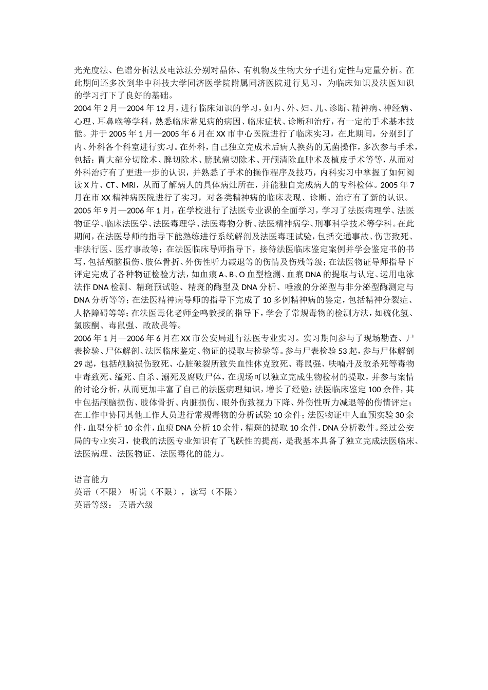 2025简历模版：法医学.doc_第2页