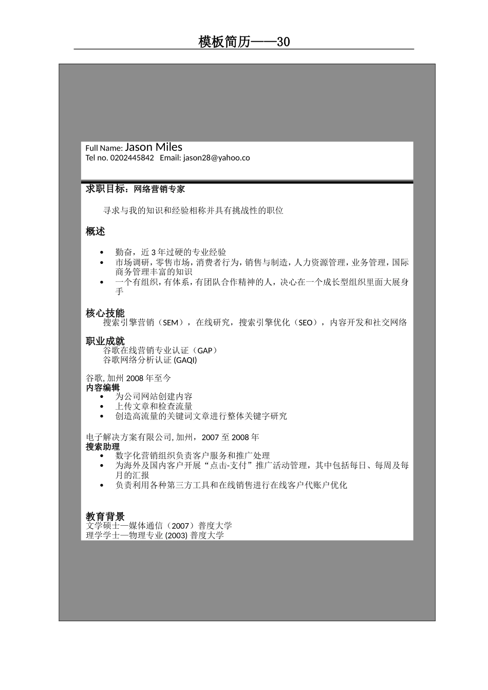 2025简历模版：模板简历30.doc_第2页