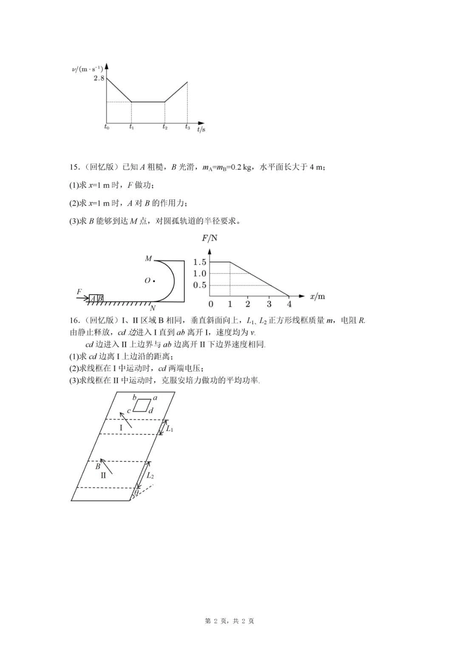 2025年普通高中学业水平选择性考试(福建）物理部分试题.pdf_第2页