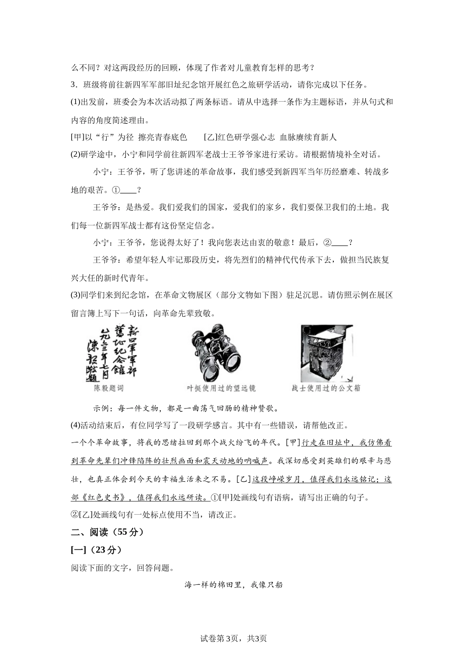 2025年安徽省中考语文真题.docx_第3页