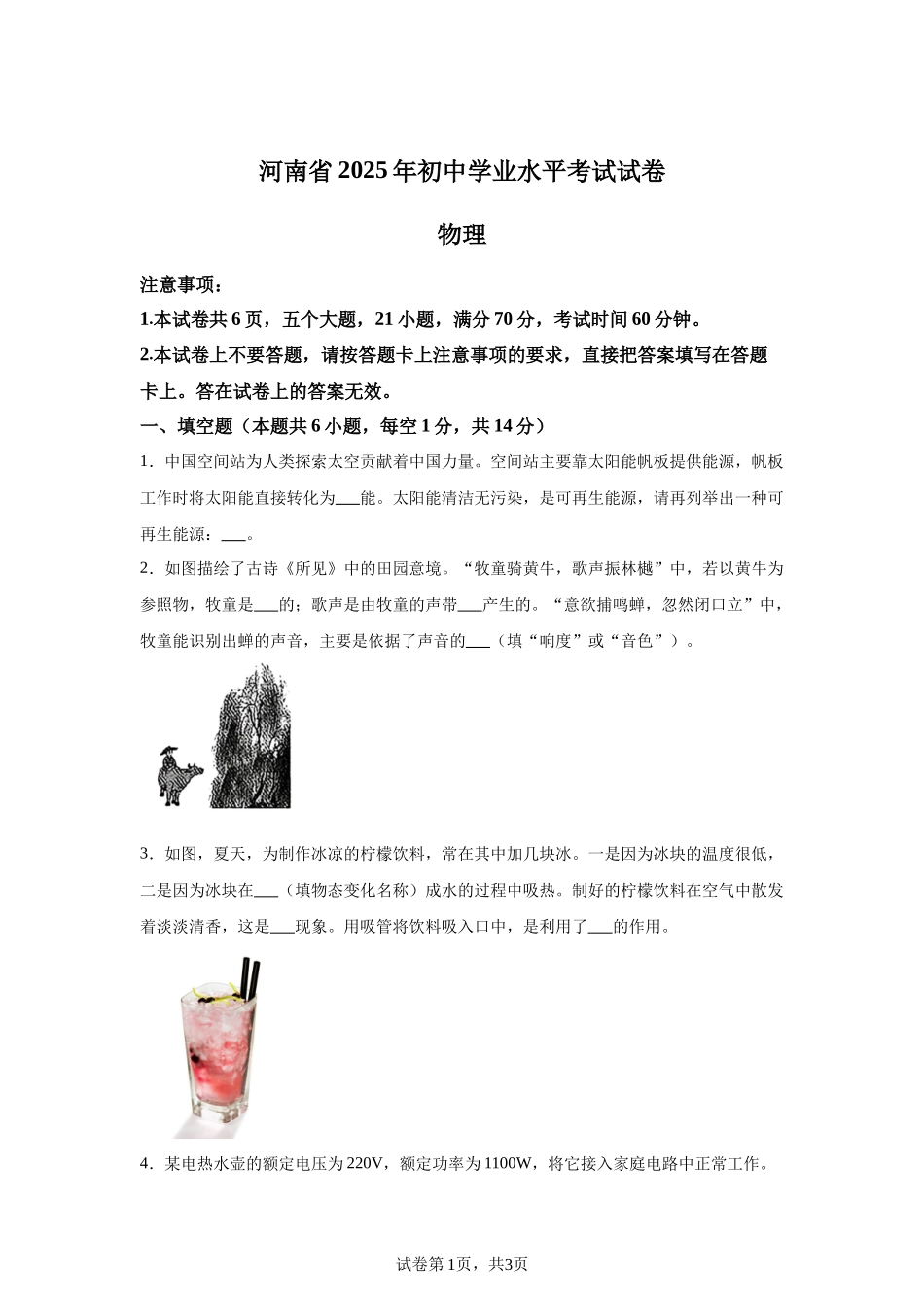 2025年河南省中考物理试题.docx_第1页