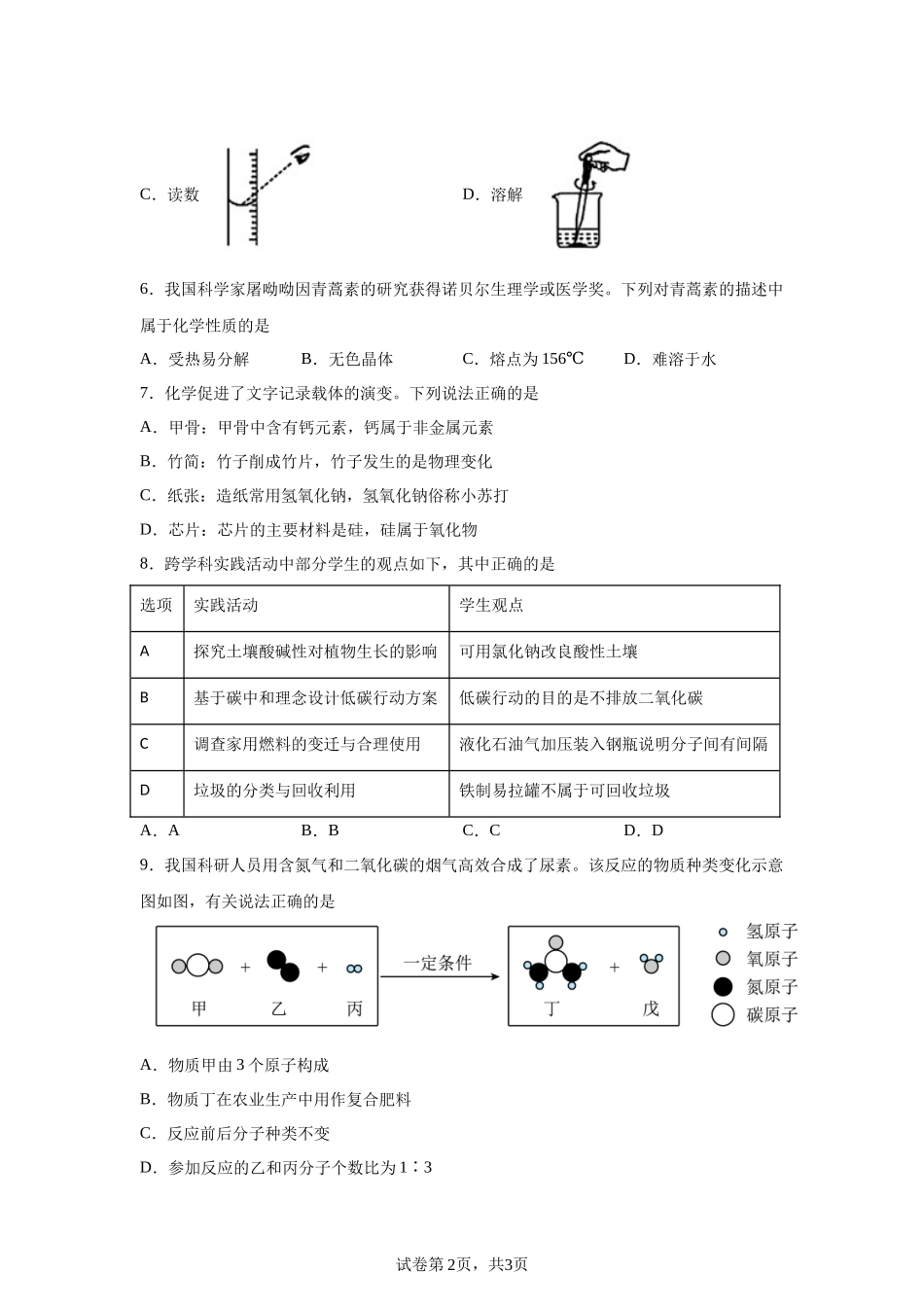 2025年江西省中考化学真题.docx_第2页