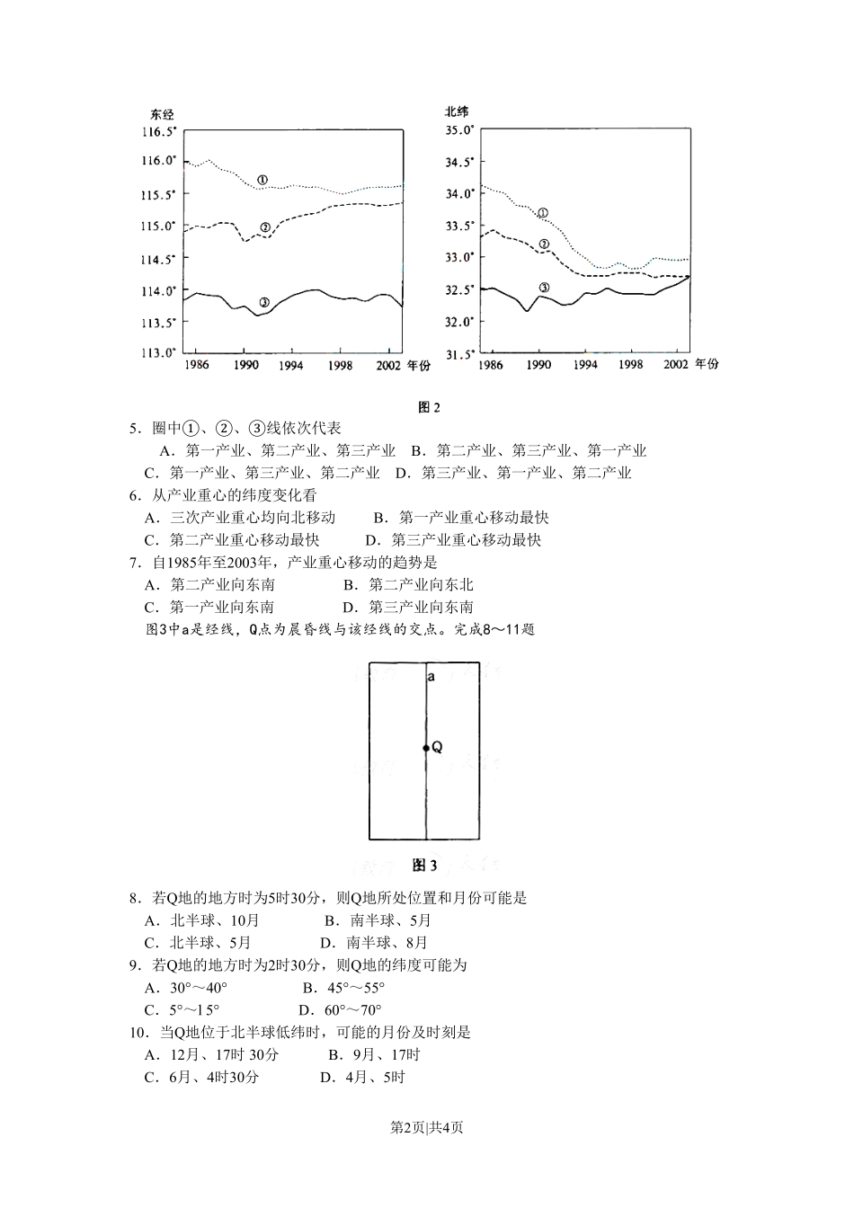 2008年高考地理试卷(浙江)(空白卷).pdf_第2页