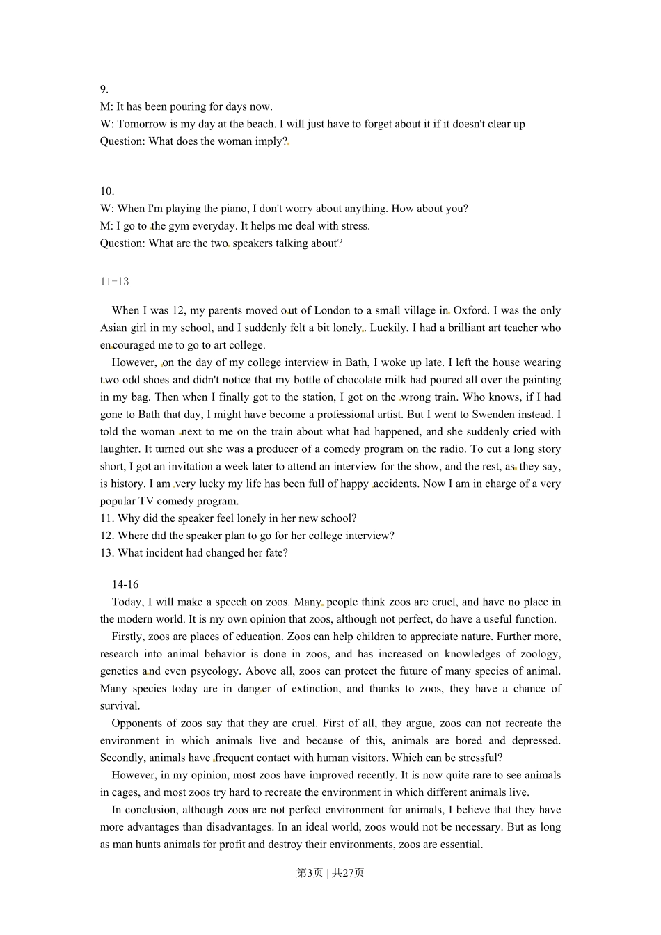 2009年高考英语试卷(上海)(秋考)(解析卷).pdf_第3页