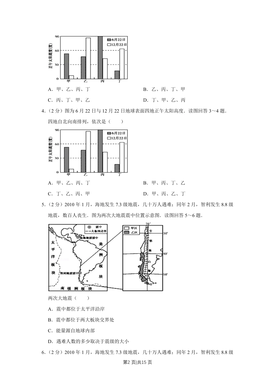 2010年高考地理试卷(江苏)(空白卷).pdf_第2页