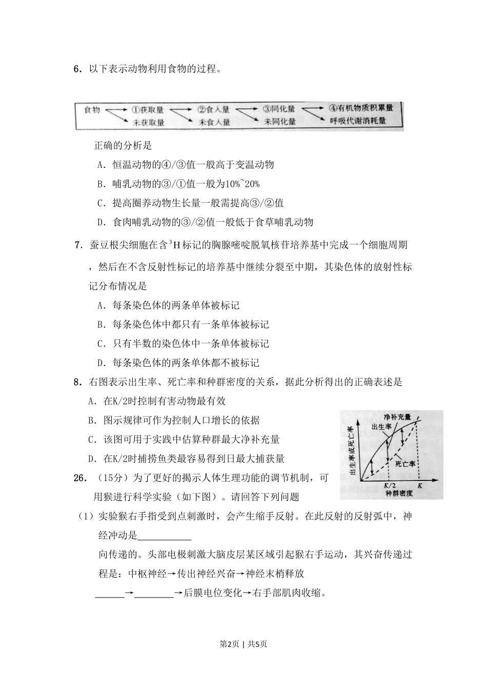 2010年高考生物试卷(山东)(空白卷).pdf_第2页