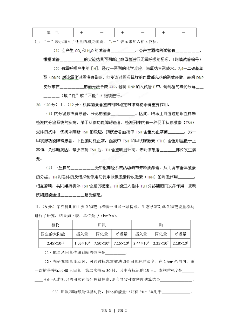 2012年高考生物试卷(安徽)(空白卷).pdf_第3页
